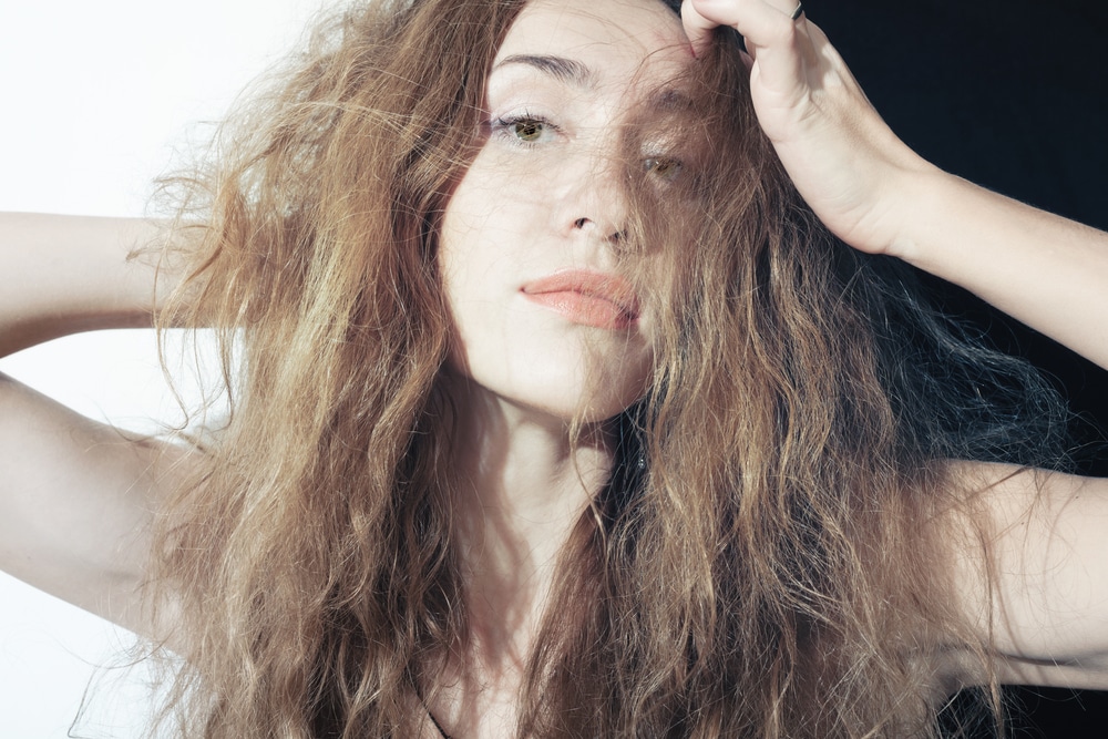 woman with frizzy hair